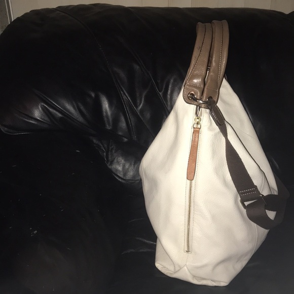 FURLA - White and Brown Leather Hobo Bag - Picture 2 of 9